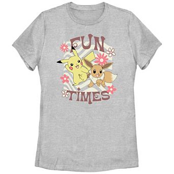 Juniors' Pokemon Pikachu And Eevee Fun Times Graphic Tee