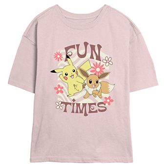 Juniors' Pokemon Pikachu And Eevee Fun Times Skimmer Graphic Tee