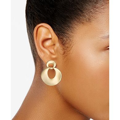 Napier Gold Tone Flat Large Double Drop Earrings