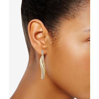 Napier Gold Tone Twisted Petals Hoop Earrings