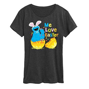 Women's Sesame Street Cookie Monster Me Love Easter Graphic Tee