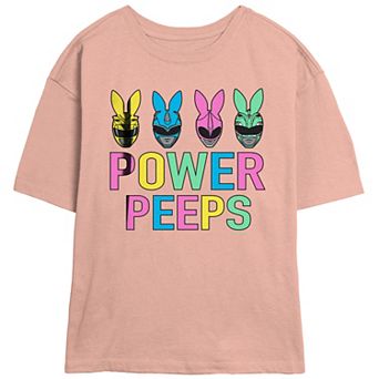 Juniors' Power Rangers Power Peeps Skimmer Graphic Tee
