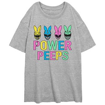 Juniors' Power Rangers Power Peeps Oversize Graphic Tee