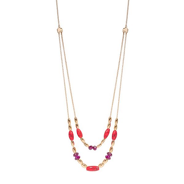 Emberly Gold Tone Long Double Layered Beaded Necklace from Kohls