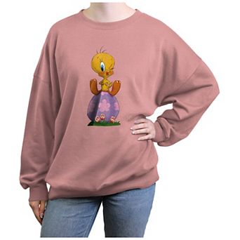 Juniors' Looney Tunes Tweety Sitting On Easter Egg Graphic Fleece