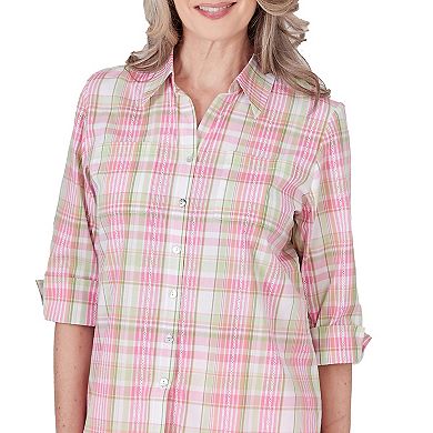 Women's Alfred Dunner Button Down Plaid Blouse