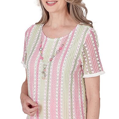 Women's Alfred Dunner Vertical Striped Top with Necklace