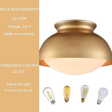 Taormina Dome Brass Glass Ceiling Light Flush Mount Fixture
