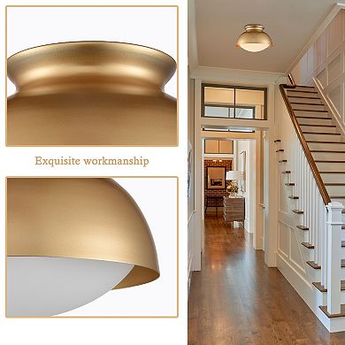 Taormina Dome Brass Glass Ceiling Light Flush Mount Fixture