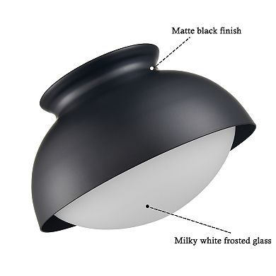 Taormina Dome Black Glass Ceiling Light Flush Mount Fixture