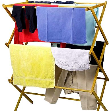 Wooden Clothes Drying Rack - Hang Rack for Clothes - Laundry Rack for Clothing Drying Natural
