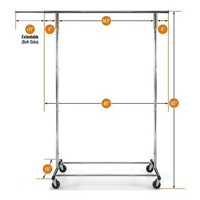 Clothes Rack Heavy Duty - Chrome Adjustable Rack 200 LBS Capacity