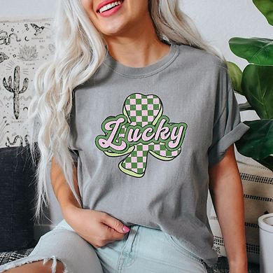 Lucky Checkered Grunge Garment Dyed Tees