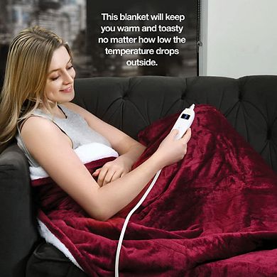 Heated Electric Blanket With Hand Controller For 10 Heating Settings  Heated Blanket