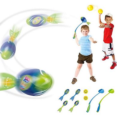 Foam Missile Football Launcher Set of 8 Flying Toys - 2 Launchers, 3 Missile Balls & Soft Balls