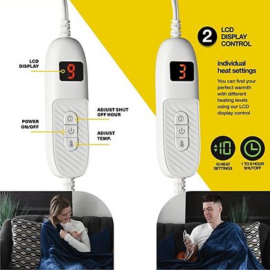 Heated Electric Blanket With Hand Controller For 10 Heating Settings Oversize Heated Blanket