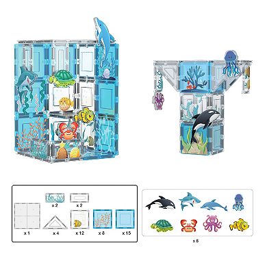 Magnet Tile Building Blocks Aquarium Marine Animal Theme Set