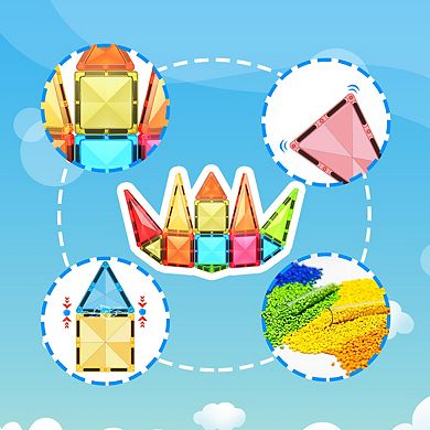 PicassoTiles 36 PC Travel Size Magnetic Tiles, Magnetic Building Blocks for Kids, Magnet for Kids 3+