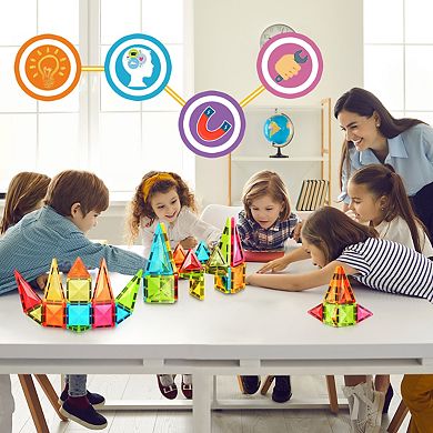 PicassoTiles 36 PC Travel Size Magnetic Tiles, Magnetic Building Blocks for Kids, Magnet for Kids 3+