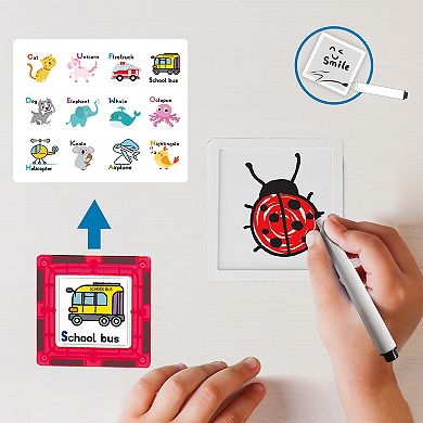 PicassoTiles 100 PC Magnetic Tiles, Magnetic Building Blocks for Kids 3+, Include Large Carry Case