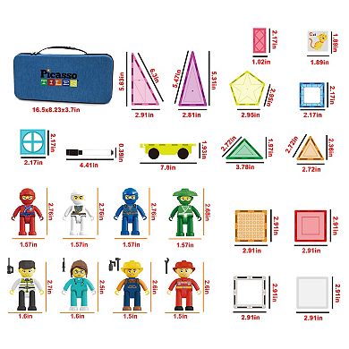 PicassoTiles 100 PC Magnetic Tiles, Magnetic Building Blocks for Kids 3+, Include Large Carry Case