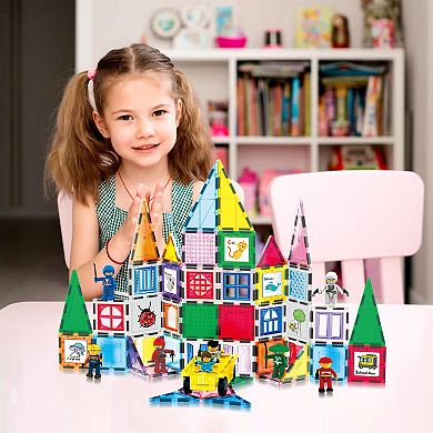 PicassoTiles 100 PC Magnetic Tiles, Magnetic Building Blocks for Kids 3+, Include Large Carry Case
