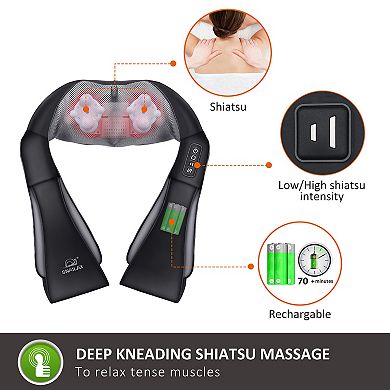 Snailax Cordless Shiatsu Neck Massager, Electric Neck Shoulder Massager With Heat