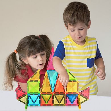 PicassoTiles 24 PC Travel Size Magnetic Tiles, Magnetic Building Blocks for Kids, Magnet for Kids 3+