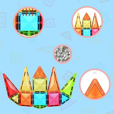 PicassoTiles 24 PC Travel Size Magnetic Tiles, Magnetic Building Blocks for Kids, Magnet for Kids 3+