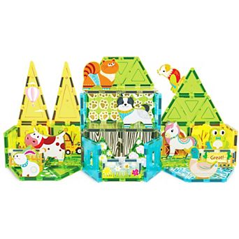 PicassoTiles 52 pc Farm Themed, Magnetic Tiles, Magnetic Building Blocks for Kids 3+
