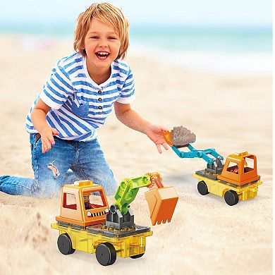 PicassoTiles 16 Construction, STEM Toy Magnetic Tiles, Building Blocks for Kids Age 3 & Up, PTU04