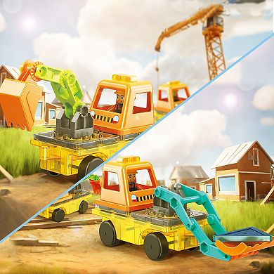 PicassoTiles 16 Construction, STEM Toy Magnetic Tiles, Building Blocks for Kids Age 3 & Up, PTU04