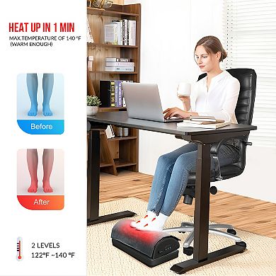Snailax Foot Rest Under Desk, Heated Under Desk Footrest With Double Layer Adjustable Height