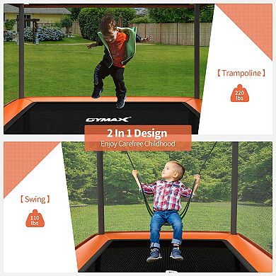 Kids Entertaining Trampoline with Swing Safety Fence