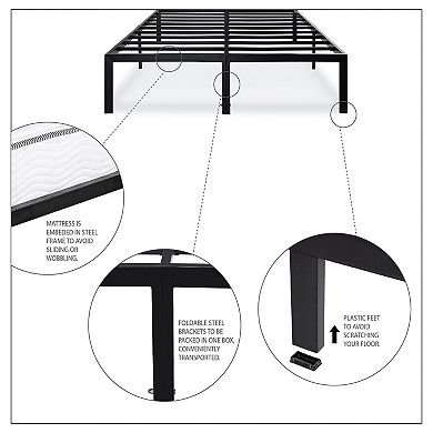 Queen Size Heavy Duty Metal Platform Bed Frame - Holds Up To 2,200 Lbs