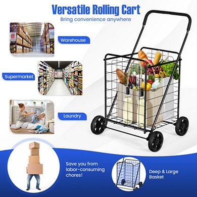 Portable Folding Shopping Cart Utility For Grocery Laundry