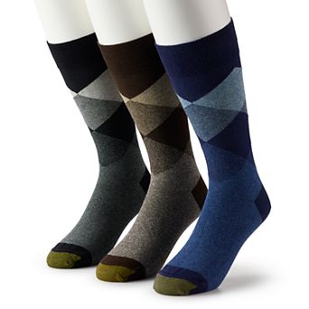 Men’s GOLDTOE® 3-pack Diamond Argyle Crew Socks