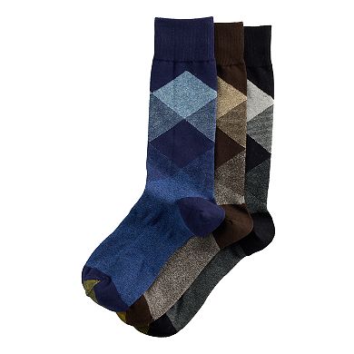 Men’s GOLDTOE® 3-pack Diamond Argyle Crew Socks