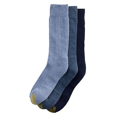 Men’s GOLDTOE® 3-Pack True Rib Cushion Crew Socks