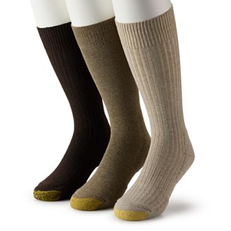 Men’s GOLDTOE® 3-Pack True Rib Cushion Crew Socks