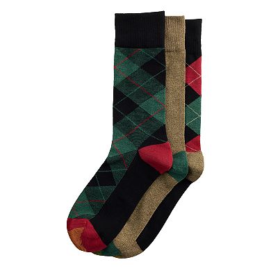 Men’s GOLDTOE® 3-pack Holiday Plaid Crew Socks