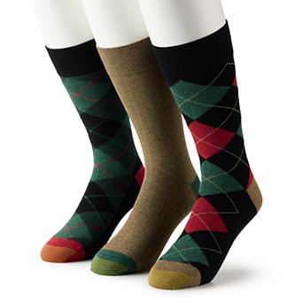 Men’s GOLDTOE® 3-pack Holiday Plaid Crew Socks