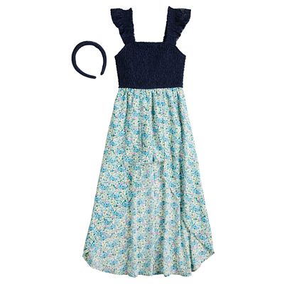 Girls 4 16 Three Pink Hearts Hi Low Dress in Regular Plus Size