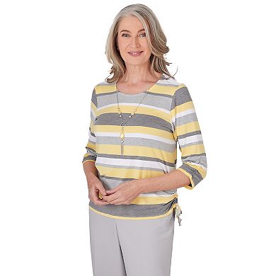 Women's Alfred Dunner Striped Side Ruched Top