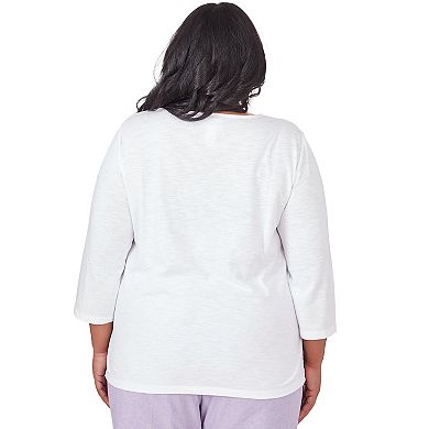 Plus Size Alfred Dunner Floral Embroidery Lace Top