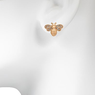 LC Lauren Conrad Gold Tone Crystal Bumblebee Stud Earrings