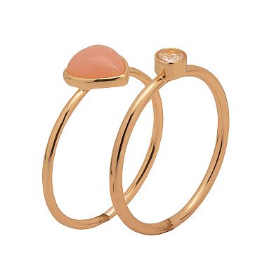 LC Lauren Conrad Gold Tone Stackable Puffy Heart Rings Set