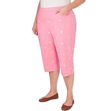 Plus Size Alfred Dunner Embroidered Palm Tree Clamdigger Pants