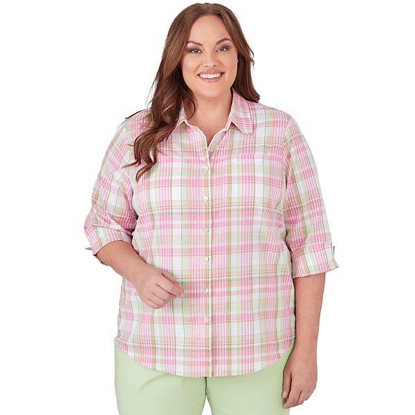 Plus Size Alfred Dunner Button Down Plaid Blouse