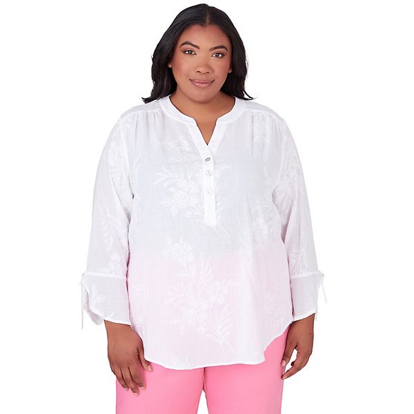 Plus Size Alfred Dunner Embroidered Floral Blouse